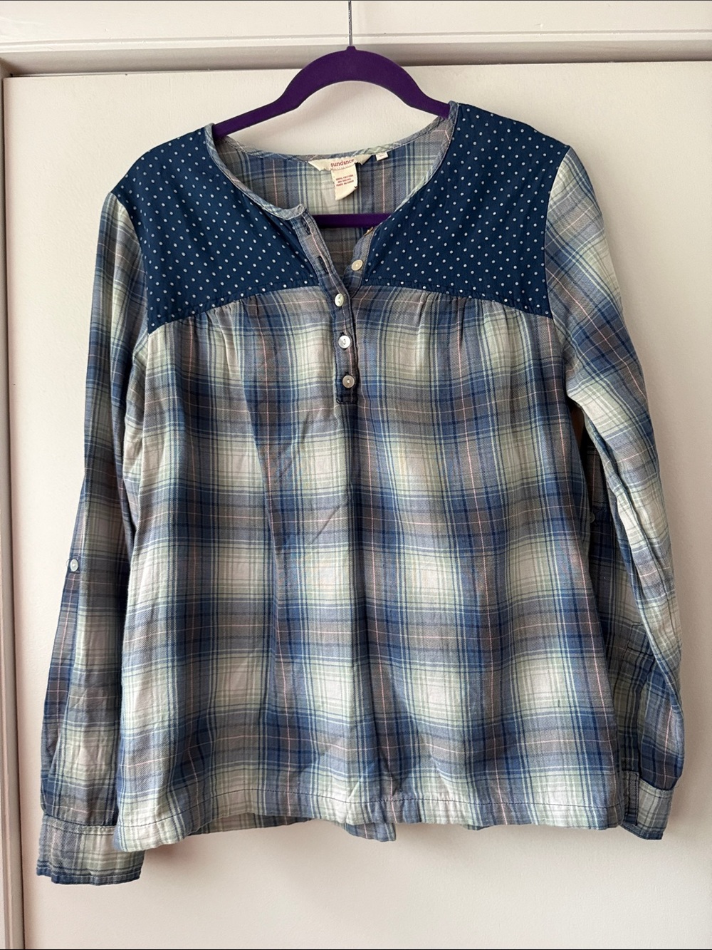 SUNDANCE Plaid Printed blouse top